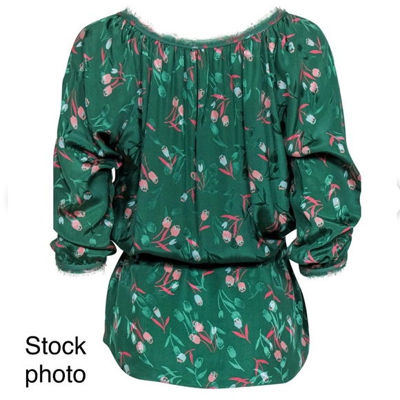 100% SILK REBECCA TAYLOR SILK FLORAL BLOUSE - Picture 3 of 12